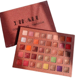 Paleta de farduri cu 40 de culori pigmentate, Roz cu sclipici,  Flippy-0