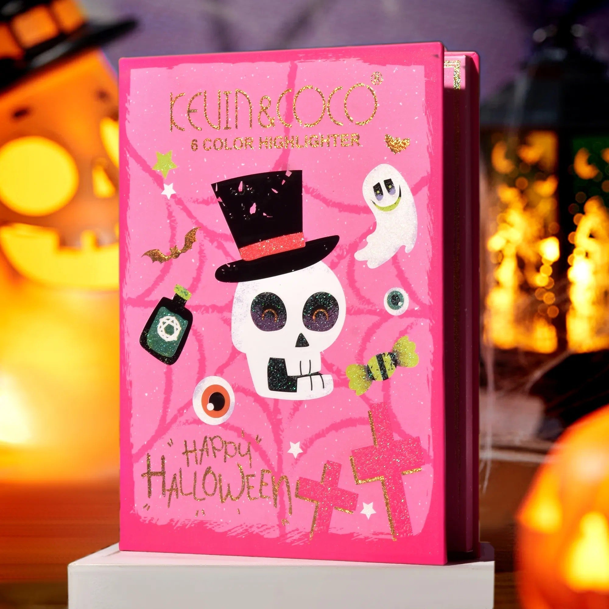 Paleta Iluminatoare, Flippy, 6 Nuante, Halloween, Culori Calde, Dreptunghiulara, 160g, Valabilitate 24 Luni, 17.4x11.5x1.3 cm, Varianta B, Nude-Rose-4