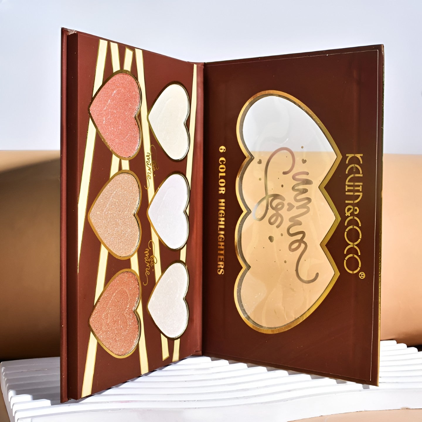 Paleta Iluminatoare, Kevin & Coco, 6 Nuante, Be Mine, Culori Calde, Dreptunghiulara, 140 g, Valabilitate 24 Luni, 17.4x11.5x1.3 cm, Varianta A, Nude-3