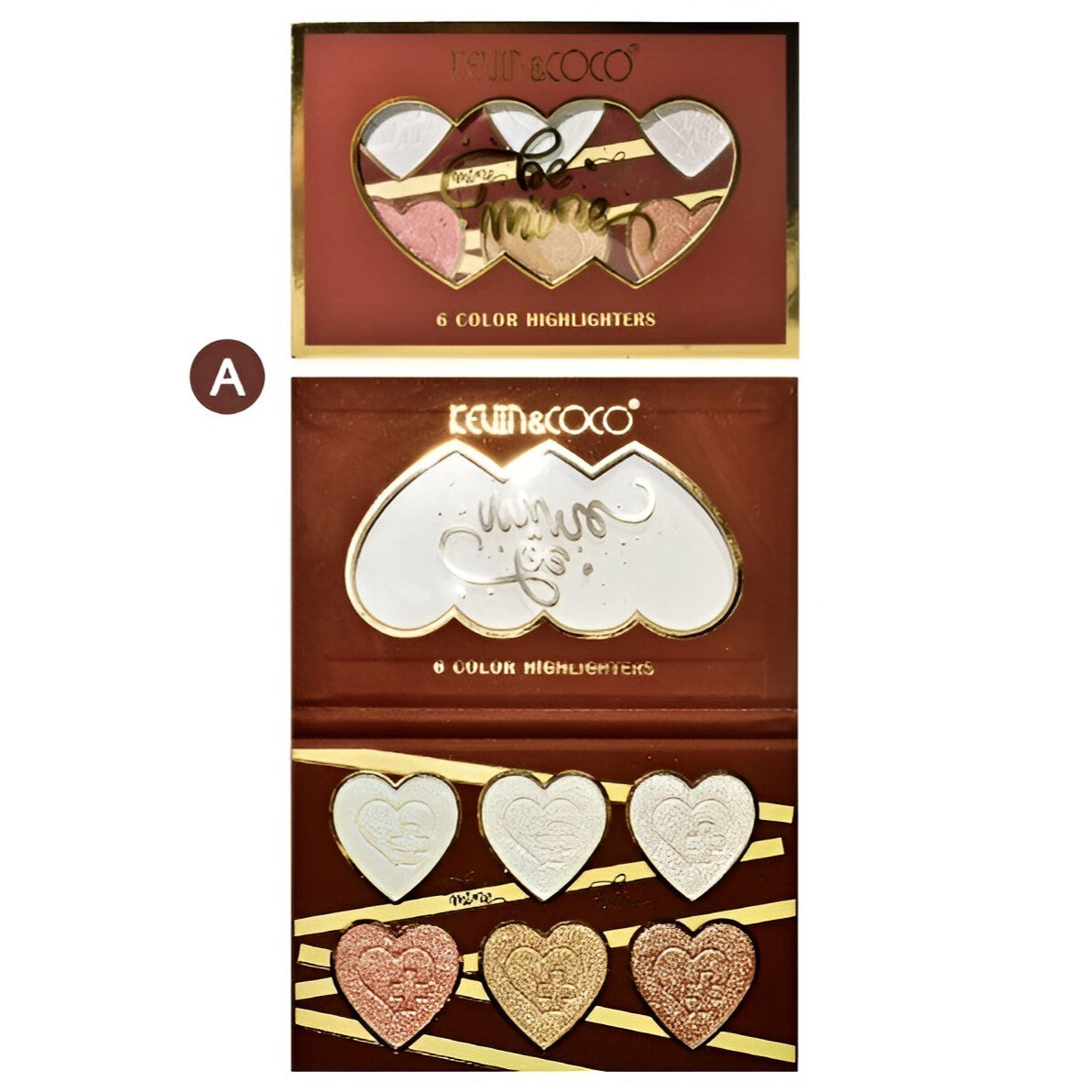Paleta Iluminatoare, Kevin & Coco, 6 Nuante, Be Mine, Culori Calde, Dreptunghiulara, 140 g, Valabilitate 24 Luni, 17.4x11.5x1.3 cm, Varianta A, Nude-0