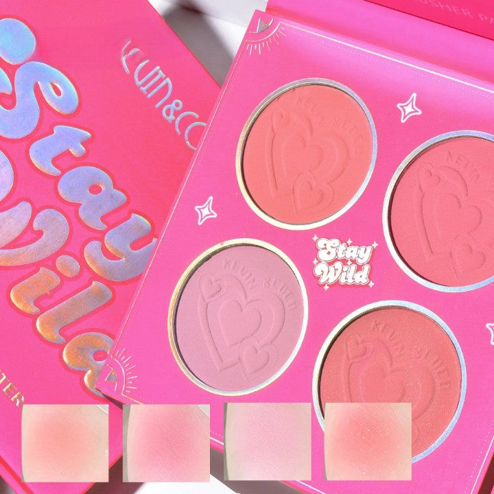 Paleta de Blush, KEVIN&amp;COCO, 4 Culori Stay Wild, 12.2 x 12.2 x 0.9 cm-1