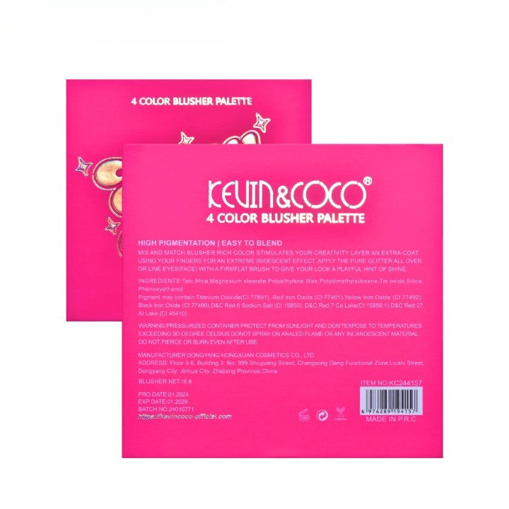 Paleta de Blush, KEVIN&amp;COCO, 4 Culori Stay Wild, 12.2 x 12.2 x 0.9 cm-2