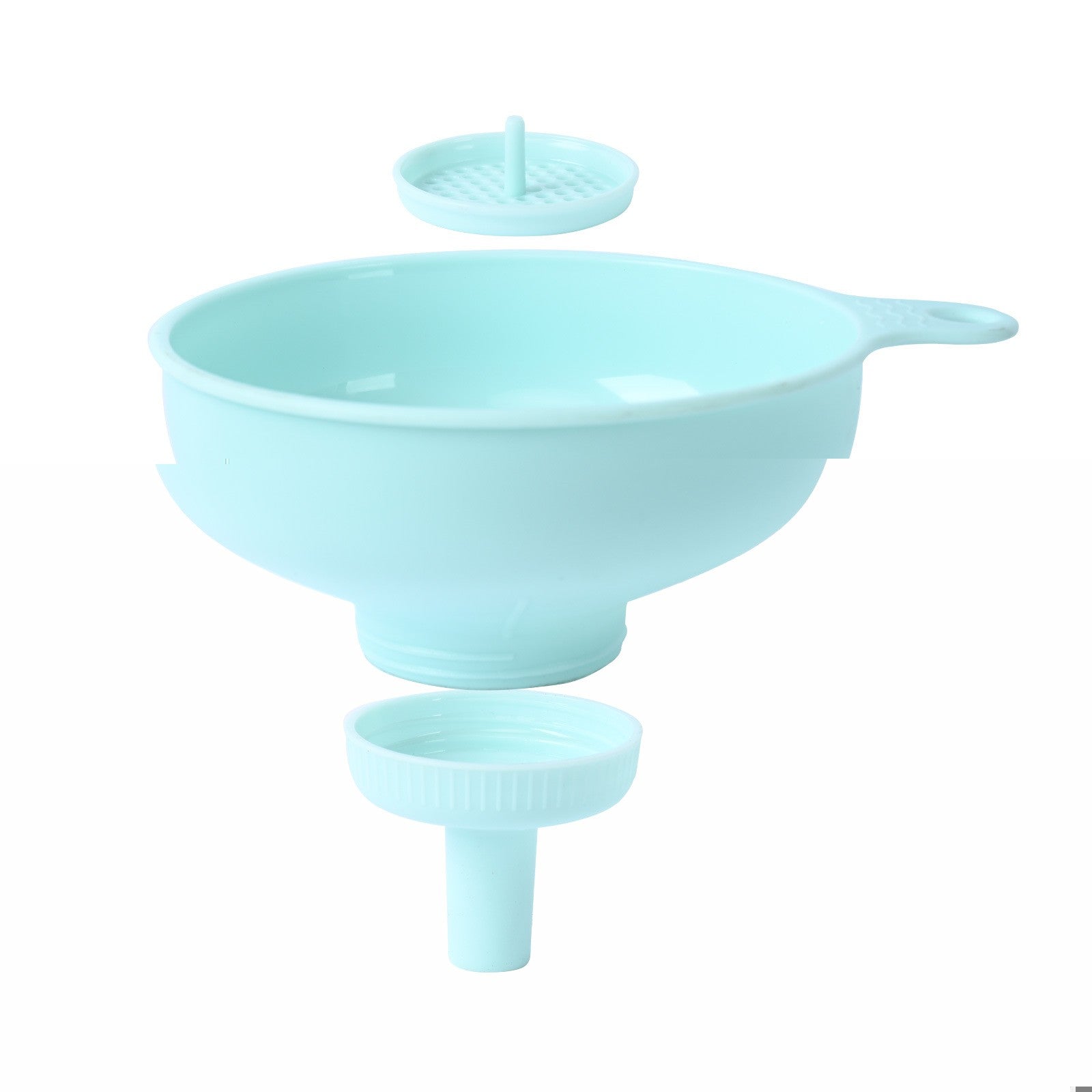 Palnie din plastic 3 in 1 Flippy, doua dimensiuni de scurgere, cu filet si filtru, diametru scurgere 5.4 cm, 11.5 x 16.7 cm, albastru-0