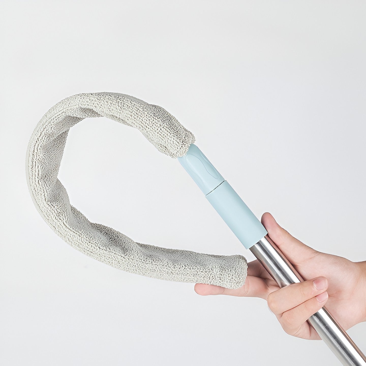Pamatuf pentru Curatat Praful, Flippy, Model Slim pentru Zone Greu Accesibile, Maner Extensibil, Laveta Microfibra Inclusa, Usor de Curatat, Albastru Gri-5
