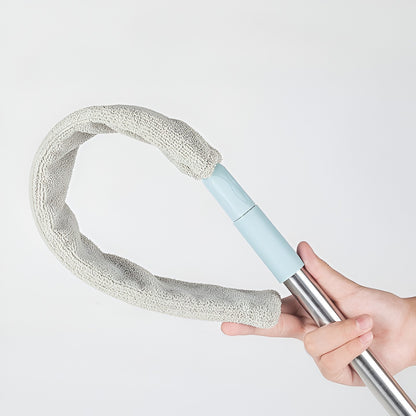 Pamatuf pentru Curatat Praful, Flippy, Model Slim pentru Zone Greu Accesibile, Maner Extensibil, Laveta Microfibra Inclusa, Usor de Curatat, Albastru Gri-5