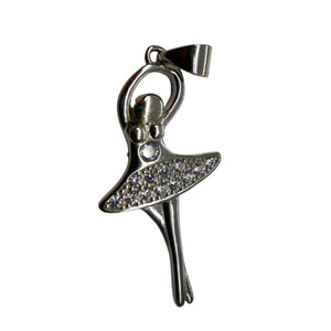 Pandantiv Argint 925 Balerina Mare cu Pietre-0
