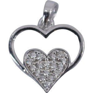 Pandantiv, Jolie Silver, Argint 925, Model Inima in Inima, Pietre Zirconiu, 20 x 15 mm, 1.2 g-0