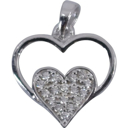 Pandantiv, Jolie Silver, Argint 925, Model Inima in Inima, Pietre Zirconiu, 20 x 15 mm, 1.2 g-0