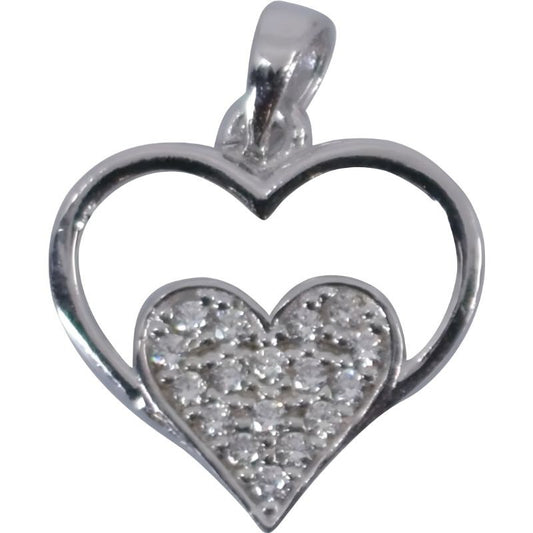 Pandantiv, Jolie Silver, Argint 925, Model Inima in Inima, Pietre Zirconiu, 20 x 15 mm, 1.2 g-0