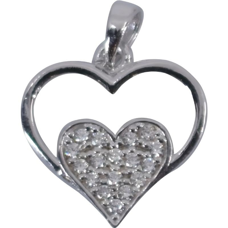 Pandantiv, Jolie Silver, Argint 925, Model Inima in Inima, Pietre Zirconiu, 20 x 15 mm, 1.2 g-0