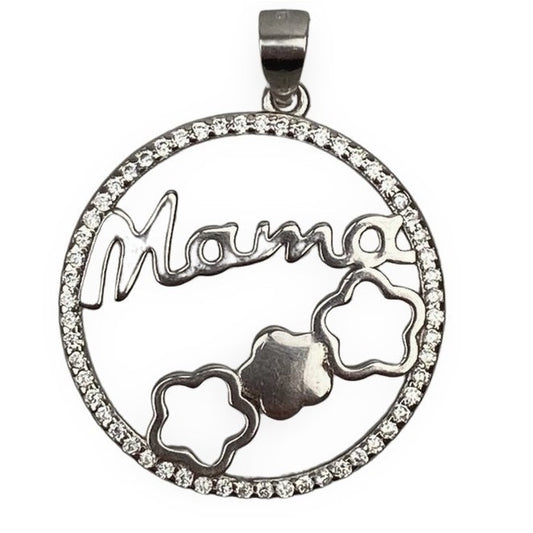 Pandantiv, Jolie Silver, Argint 925, Model Mama (cerc cu flori), Zirconiu, 22 x 22 mm, 3 g-0