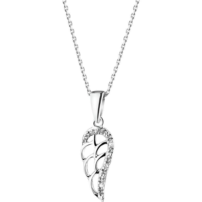 Pandantiv, Jolie Silver, Argint 925, Model Aripa cu Pietre, 1.1 g, 25x10 mm-2