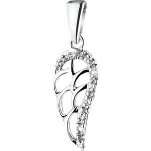 Pandantiv, Jolie Silver, Argint 925, Model Aripa cu Pietre, 1.1 g, 25x10 mm-0