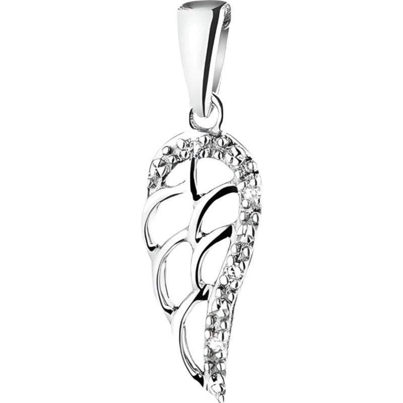 Pandantiv, Jolie Silver, Argint 925, Model Aripa cu Pietre, 1.1 g, 25x10 mm-0
