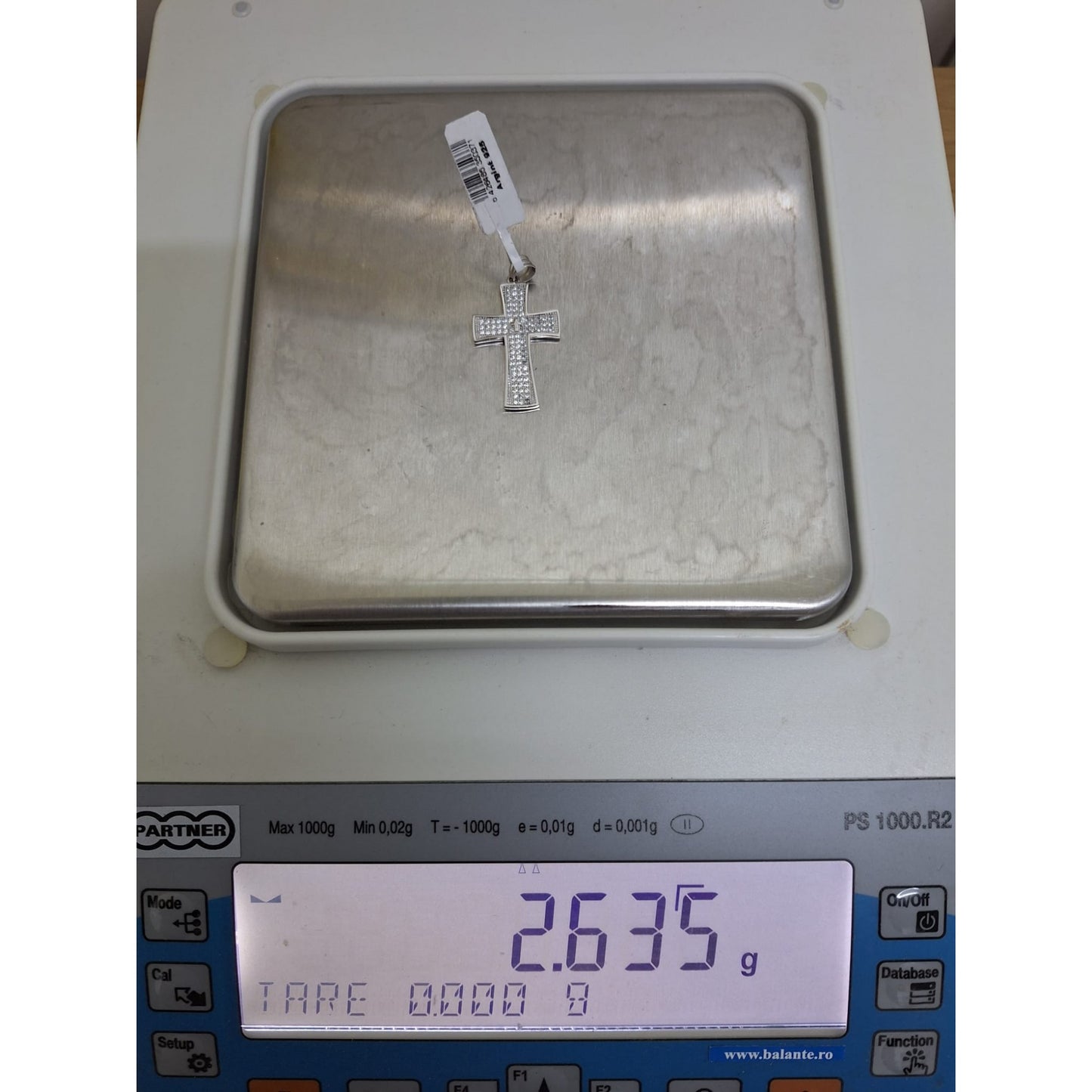 Pandantiv, Jolie Silver, Argint 925, Model Cruce cu Pietre, 2.6 G, 3 x 2 Cm-3
