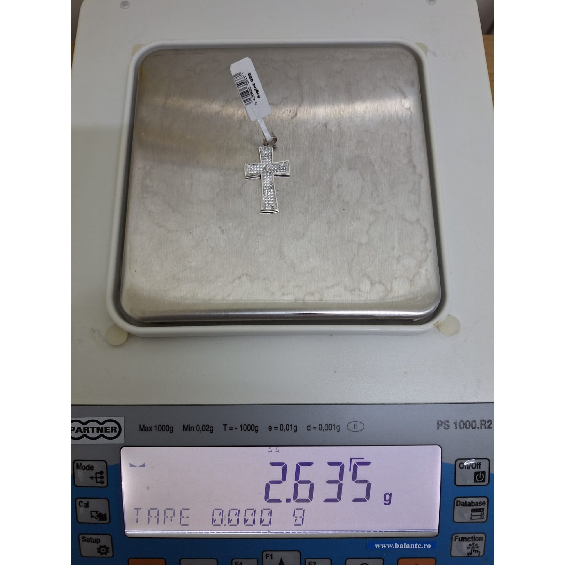 Pandantiv, Jolie Silver, Argint 925, Model Cruce cu Pietre, 2.6 G, 3 x 2 Cm-3