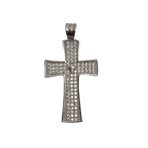 Pandantiv, Jolie Silver, Argint 925, Model Cruce cu Pietre, 2.6 G, 3 x 2 Cm-0