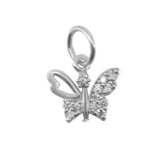 Pandantiv, Jolie Silver, Argint 925, Model Fluture Cu Pietre, 0.5 g, 1 x 1 cm-0