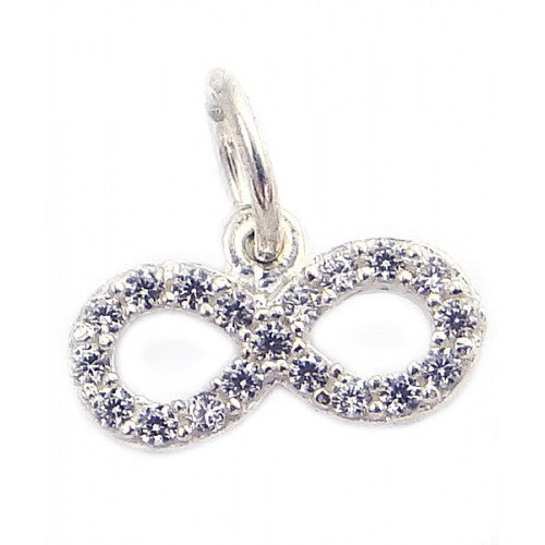 Pandantiv, Jolie Silver, Argint 925, Model Infinit cu Pietre, Model Random, Zirconii, 10 x 12 mm, 0.6 g-0