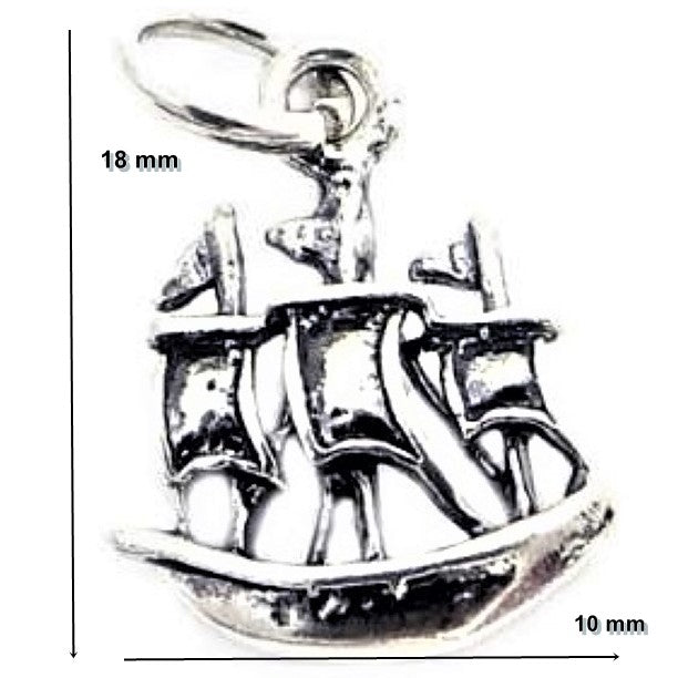 Pandantiv din Argint 925 Jolie Silver, Model Corabie, 18 x 10 mm, 1.1 g-2