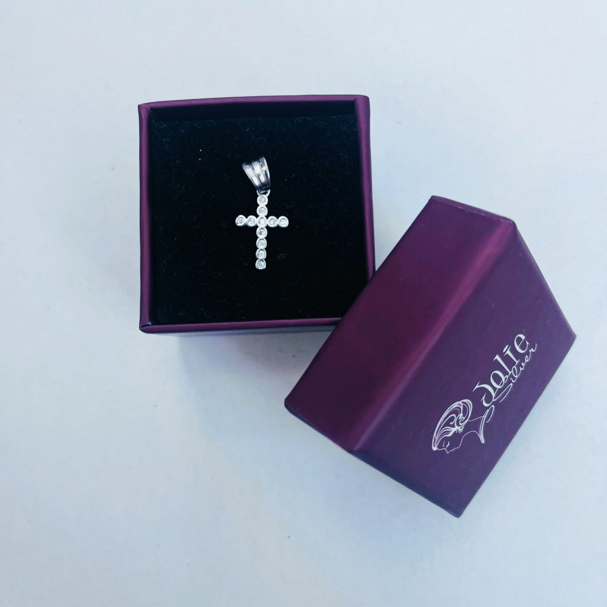 Pandantiv din Argint 925 Jolie Silver, Model Cruce cu Zirconii, 20 x 0.9 mm, 0.5 g-3