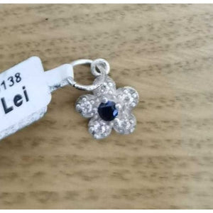 Pandantiv din Argint 925, Jolie Silver, Model Floare Cu Pietre, 0.9 g, 1 x 1 cm, Bleumarin-0