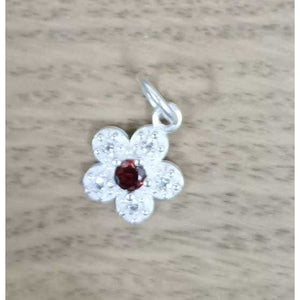 Pandantiv din Argint 925, Jolie Silver, Model Floare Cu Pietre, 0.9 g, 1 x 1 cm, Rosu-0