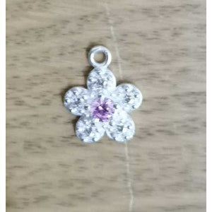 Pandantiv din Argint 925, Jolie Silver, Model Floare Cu Pietre, 0.9 g, 1 x 1 cm, Roz-0
