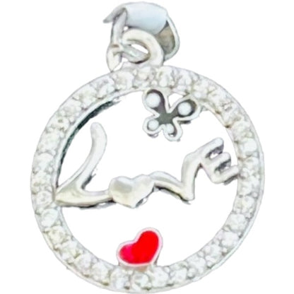 Pandantiv din Argint 925 Jolie Silver, Model Love cu Inima si Fluture, 15 x 15 mm, 1.1 g-0