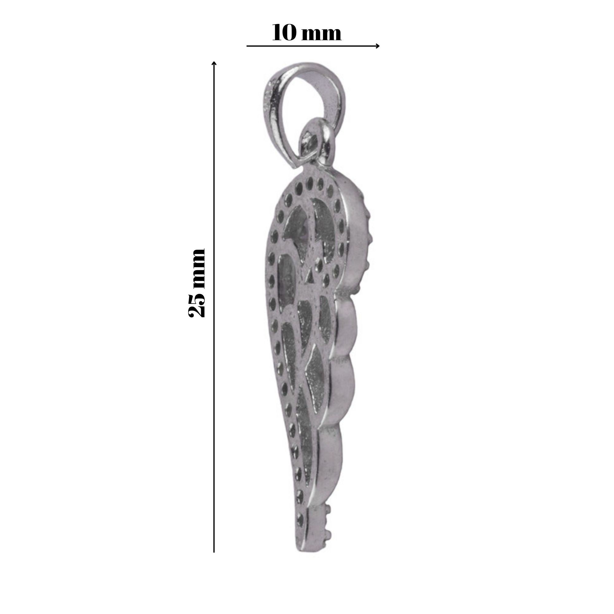 Pandantiv, Jolie Silver, Argint 925, Model Aripa cu Pietre, 1.1 g, 25x10 mm-6