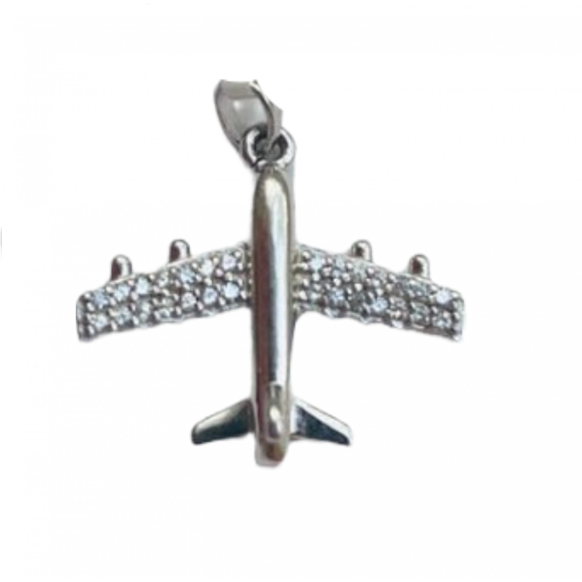 Pandantiv, Jolie Silver, Argint 925, Model Avion Cu Zirconii, 1.7 G, 2x2 Cm-0