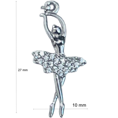 Pandantiv, Jolie Silver, Argint 925, Model Balerina cu Zirconii, 27 x 10 mm, 1.1 g-1
