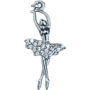 Pandantiv, Jolie Silver, Argint 925, Model Balerina cu Zirconii, 27 x 10 mm, 1.1 g-0
