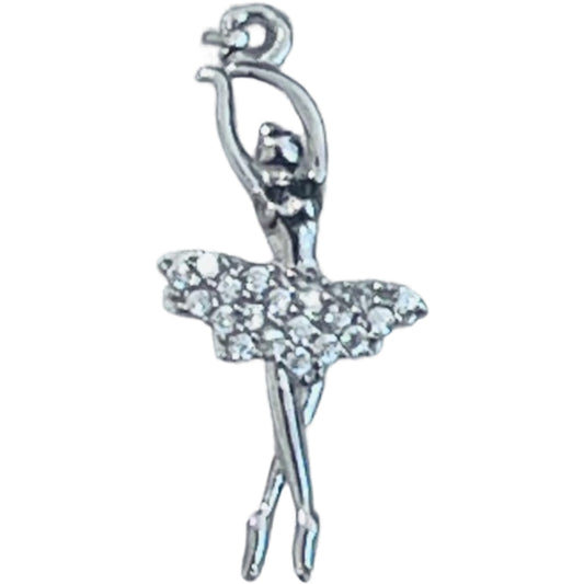Pandantiv, Jolie Silver, Argint 925, Model Balerina cu Zirconii, 27 x 10 mm, 1.1 g-0
