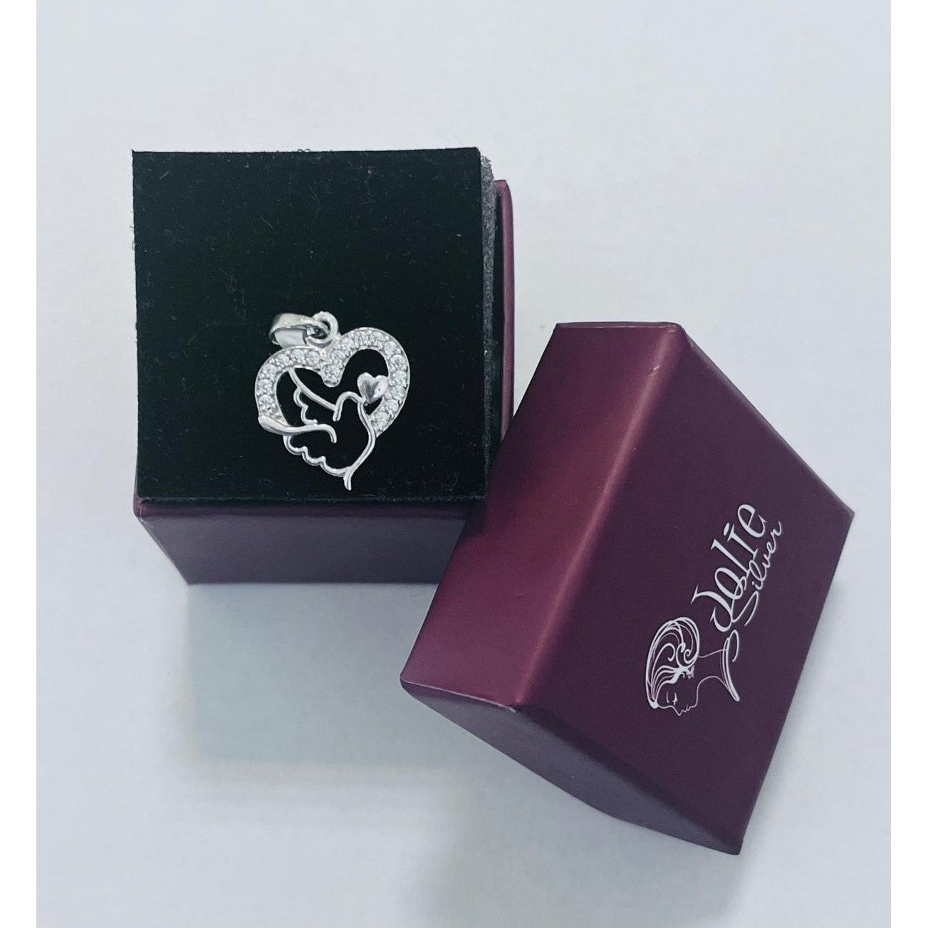 Pandantiv, Jolie Silver, Argint 925, Model Inima cu Porumbel, 20 x 15 mm, 1.5 g-3