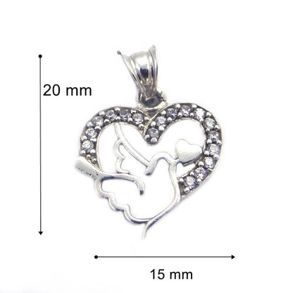 Pandantiv, Jolie Silver, Argint 925, Model Inima cu Porumbel, 20 x 15 mm, 1.5 g-6
