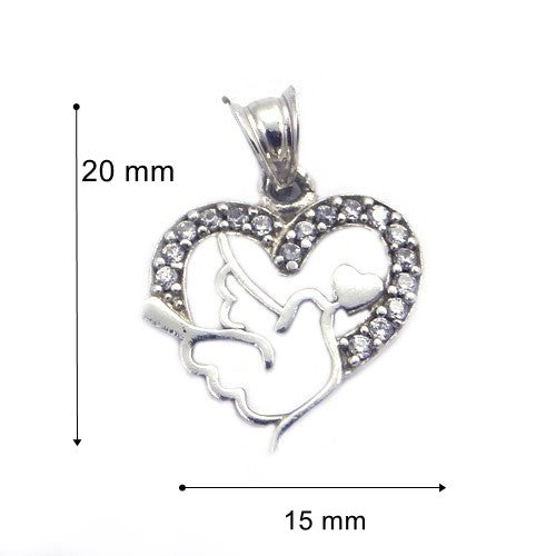 Pandantiv, Jolie Silver, Argint 925, Model Inima cu Porumbel, 20 x 15 mm, 1.5 g-6