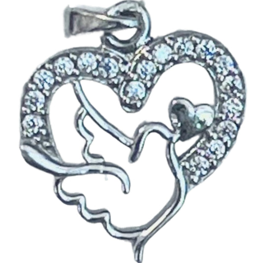 Pandantiv, Jolie Silver, Argint 925, Model Inima cu Porumbel, 20 x 15 mm, 1.5 g-0