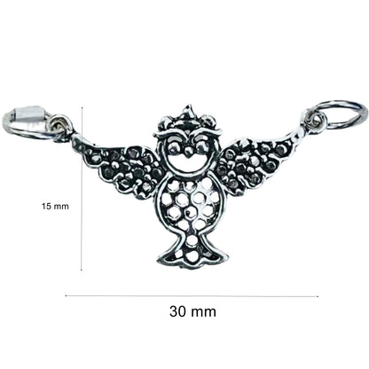 Pandantiv, Jolie Silver, Argint 925, Model Bufnita Patinata, 30 x 15 mm, 2.4 g-4