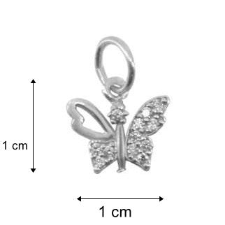 Pandantiv, Jolie Silver, Argint 925, Model Fluture Cu Pietre, 0.5 g, 1 x 1 cm-4