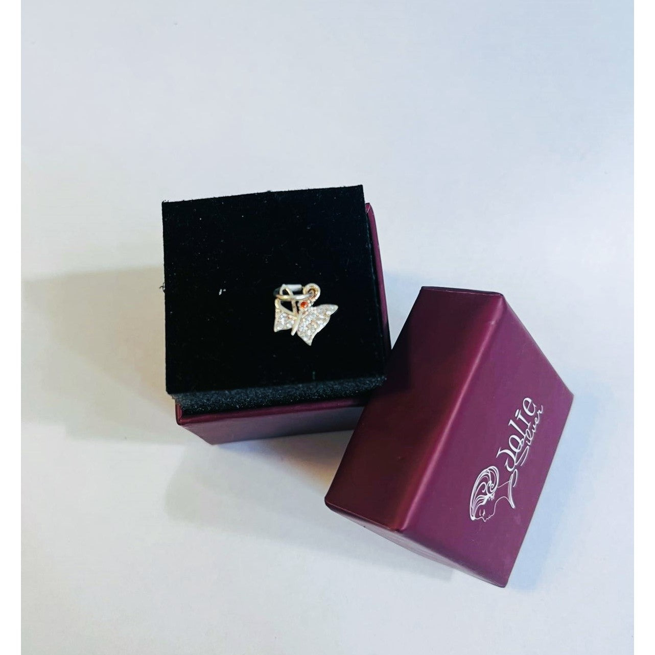 Pandantiv, Jolie Silver, Argint 925, Model Fluture Cu Pietre, 0.5 g, 1 x 1 cm-2