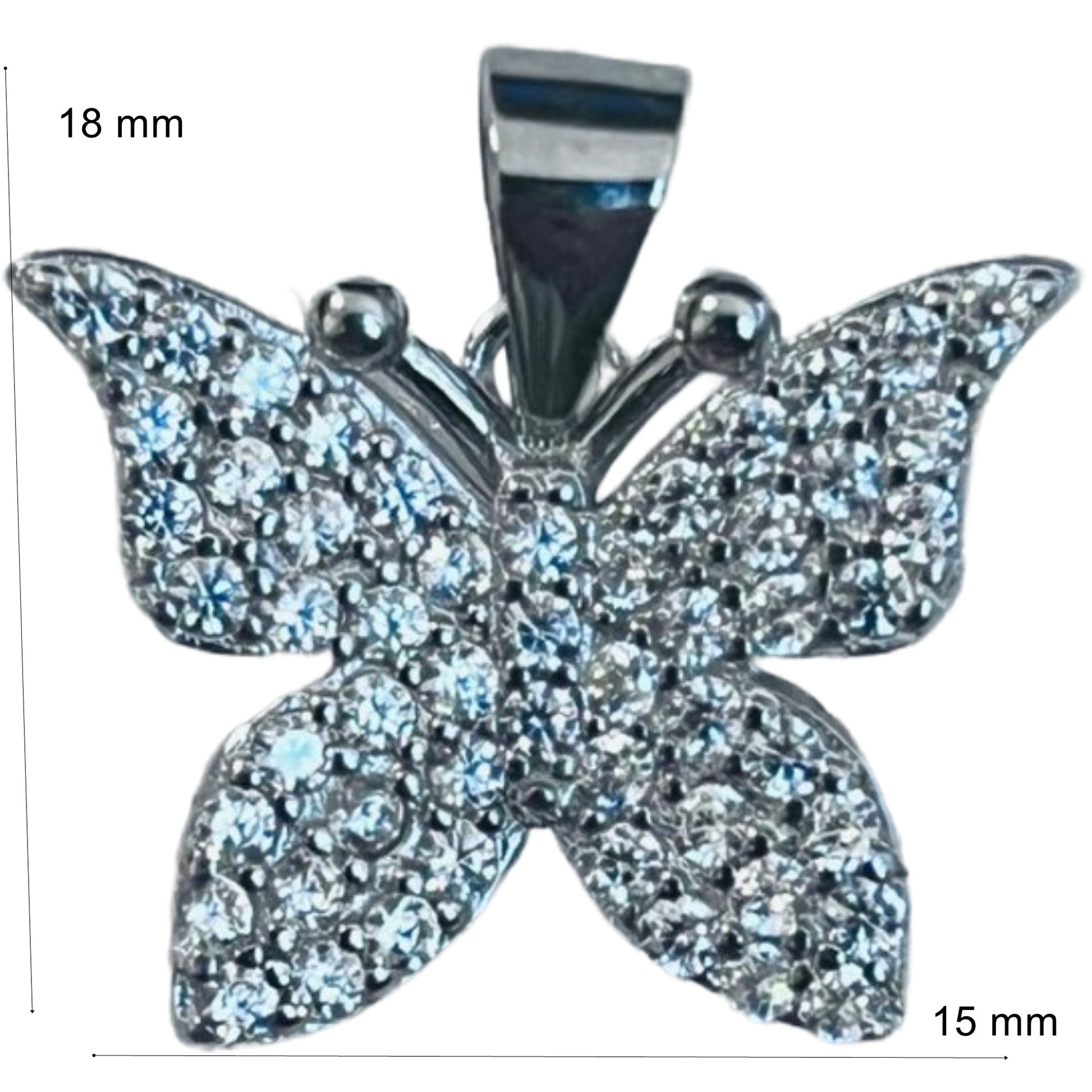 Pandantiv, Jolie Silver, Argint 925, Model Fluture cu Pietre Rodiat, Zirconiu, 18 x 15 mm, 2.3 g-3