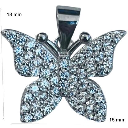 Pandantiv, Jolie Silver, Argint 925, Model Fluture cu Pietre Rodiat, Zirconiu, 18 x 15 mm, 2.3 g-3