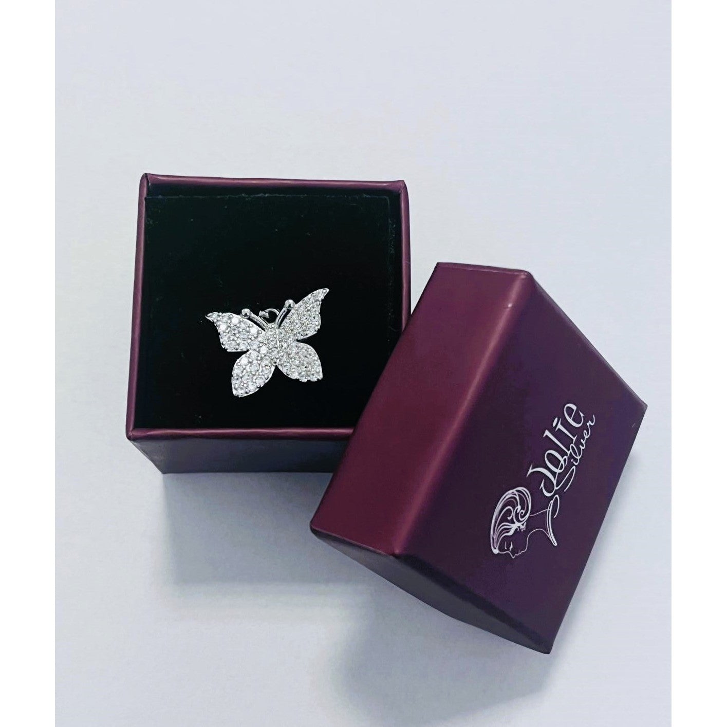 Pandantiv, Jolie Silver, Argint 925, Model Fluture cu Pietre Rodiat, Zirconiu, 18 x 15 mm, 2.3 g-4