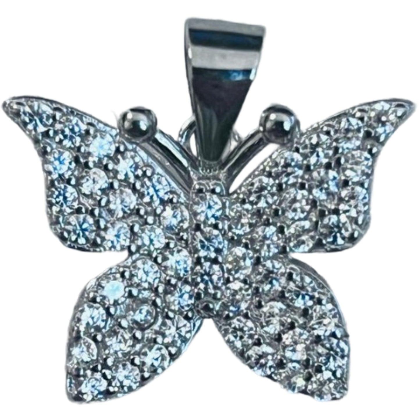 Pandantiv, Jolie Silver, Argint 925, Model Fluture cu Pietre Rodiat, Zirconiu, 18 x 15 mm, 2.3 g-0