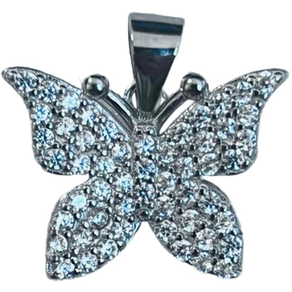 Pandantiv, Jolie Silver, Argint 925, Model Fluture cu Pietre Rodiat, Zirconiu, 18 x 15 mm, 2.3 g-0