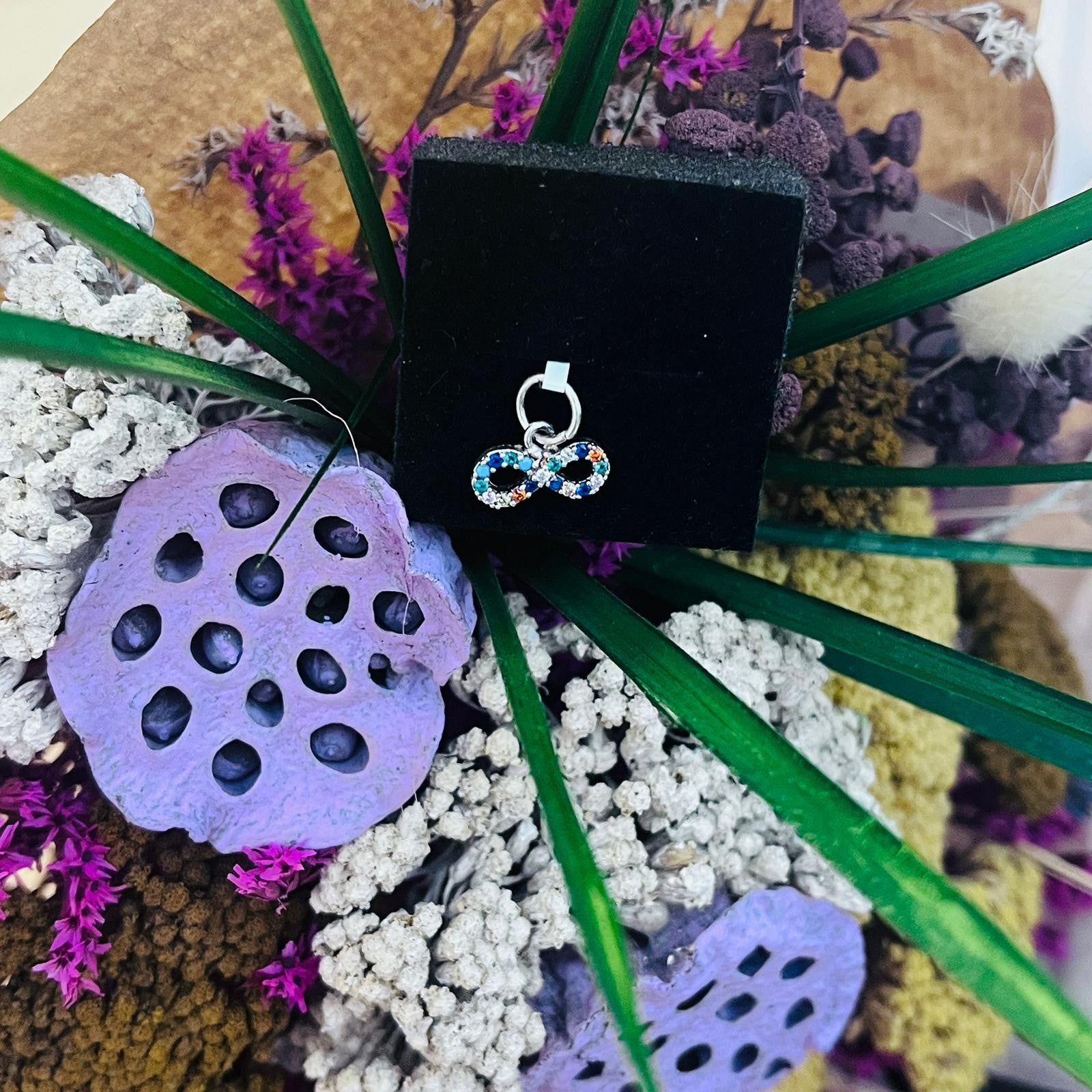 Pandantiv, Jolie Silver, Argint 925, Model Infinit cu Pietre, Model Random, Zirconii, 10 x 12 mm, 0.6 g-4