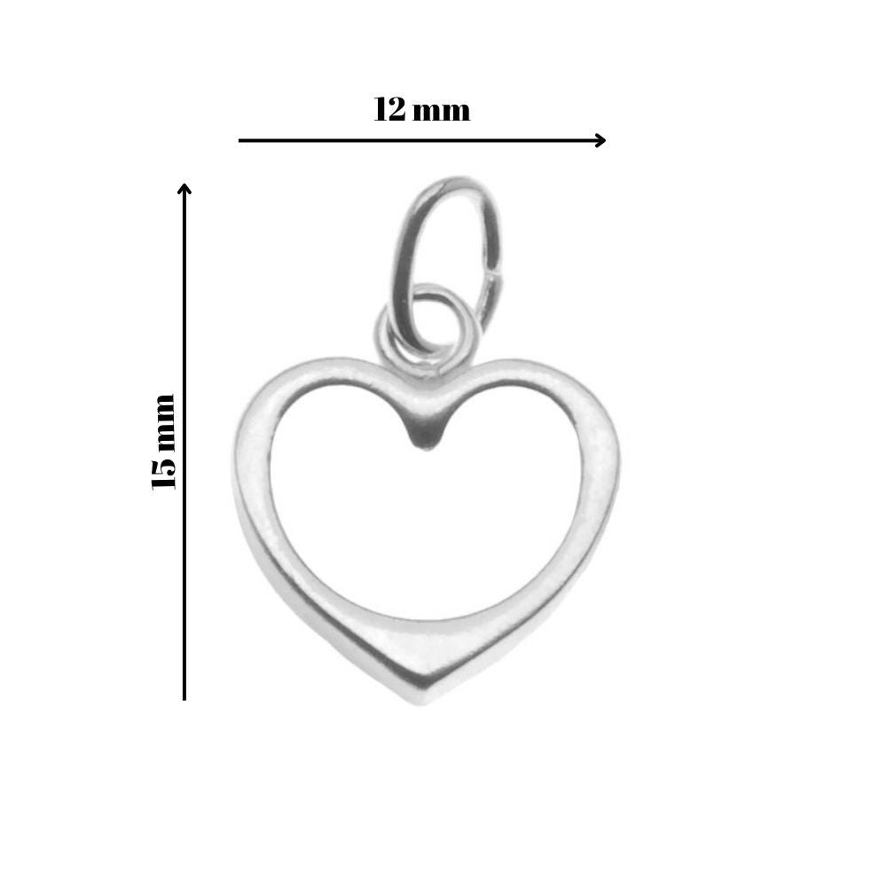 Pandantiv, Jolie Silver, Argint 925, Model Inima Contur, 0.6 g, 15x12 mm-3
