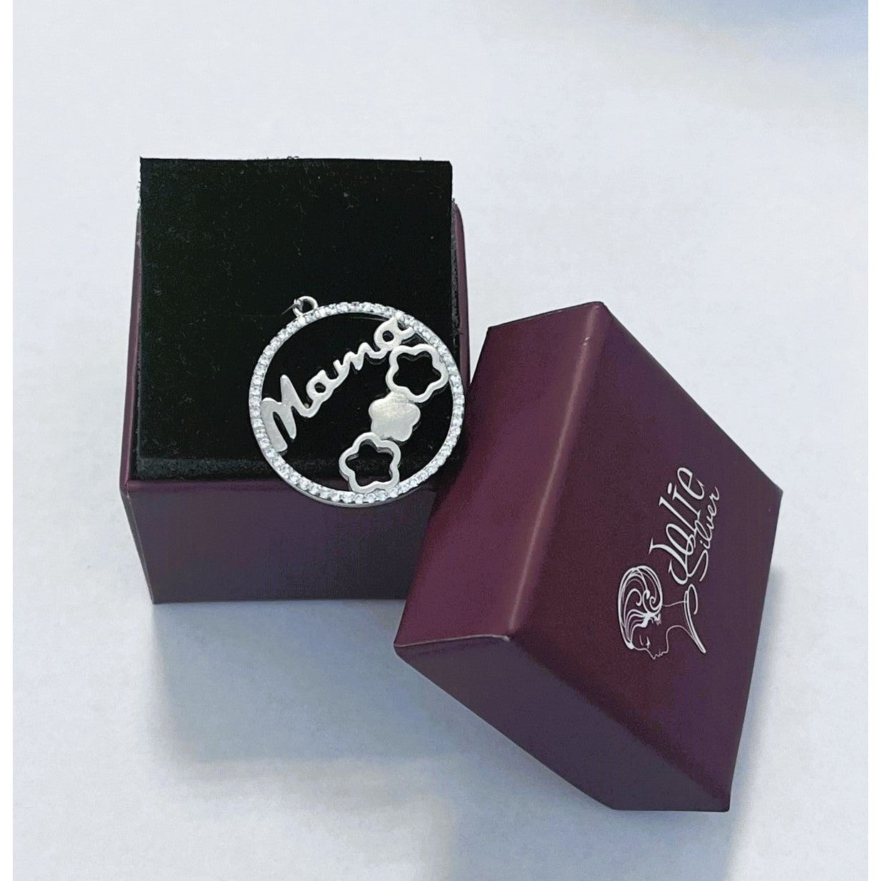 Pandantiv, Jolie Silver, Argint 925, Model Mama (cerc cu flori), Zirconiu, 22 x 22 mm, 3 g-4