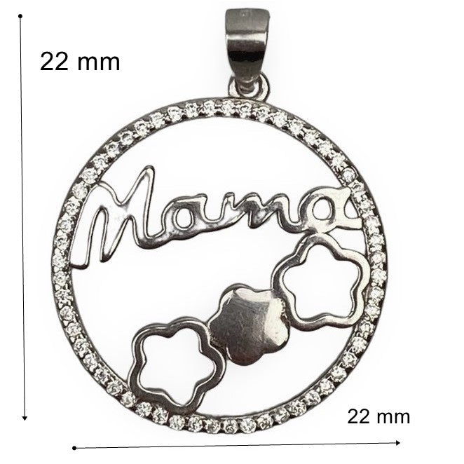 Pandantiv, Jolie Silver, Argint 925, Model Mama (cerc cu flori), Zirconiu, 22 x 22 mm, 3 g-7